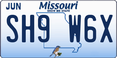 MO license plate SH9W6X