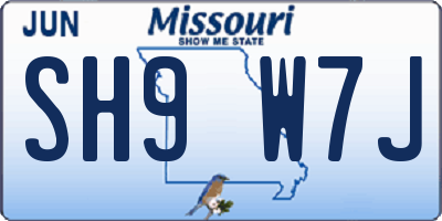 MO license plate SH9W7J