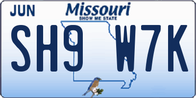 MO license plate SH9W7K