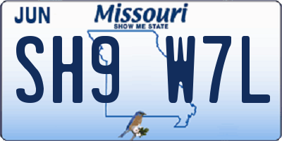 MO license plate SH9W7L