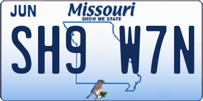 MO license plate SH9W7N