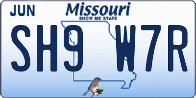 MO license plate SH9W7R