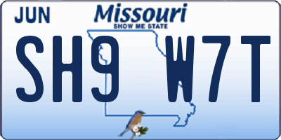 MO license plate SH9W7T
