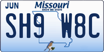 MO license plate SH9W8C