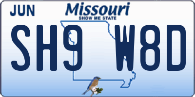 MO license plate SH9W8D