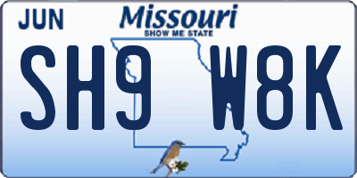 MO license plate SH9W8K