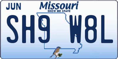 MO license plate SH9W8L
