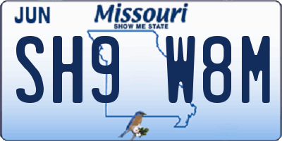 MO license plate SH9W8M