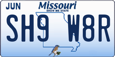 MO license plate SH9W8R