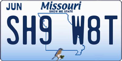 MO license plate SH9W8T