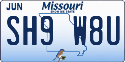 MO license plate SH9W8U