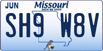 MO license plate SH9W8V