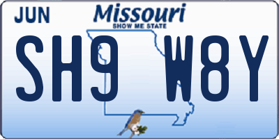 MO license plate SH9W8Y