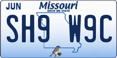 MO license plate SH9W9C