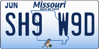MO license plate SH9W9D