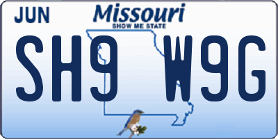 MO license plate SH9W9G