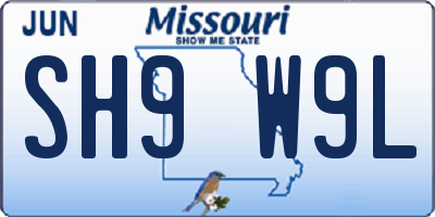MO license plate SH9W9L