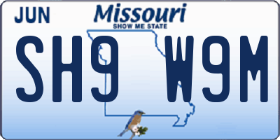 MO license plate SH9W9M