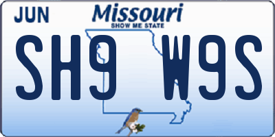 MO license plate SH9W9S