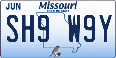 MO license plate SH9W9Y