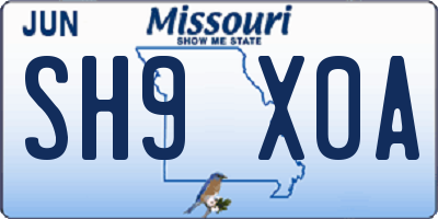 MO license plate SH9X0A