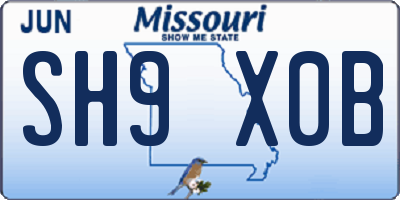 MO license plate SH9X0B