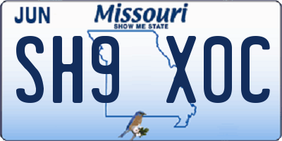 MO license plate SH9X0C