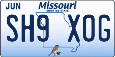 MO license plate SH9X0G