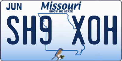 MO license plate SH9X0H