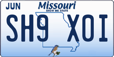 MO license plate SH9X0I