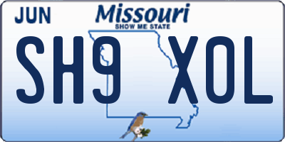 MO license plate SH9X0L