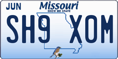 MO license plate SH9X0M