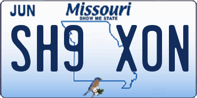 MO license plate SH9X0N