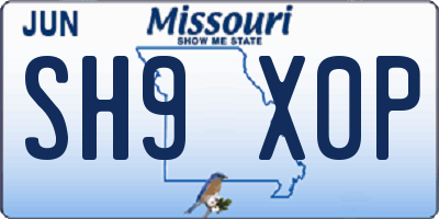 MO license plate SH9X0P