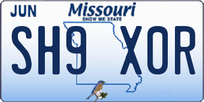 MO license plate SH9X0R