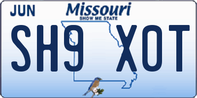 MO license plate SH9X0T