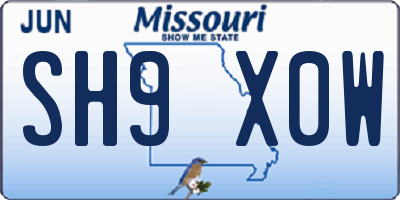 MO license plate SH9X0W