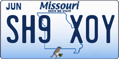 MO license plate SH9X0Y