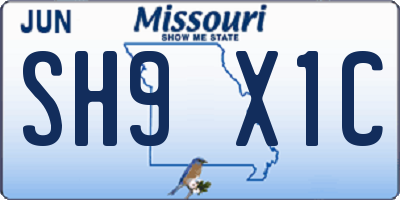MO license plate SH9X1C