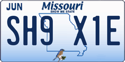 MO license plate SH9X1E