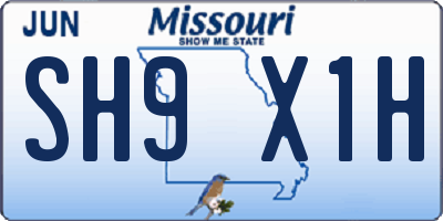 MO license plate SH9X1H