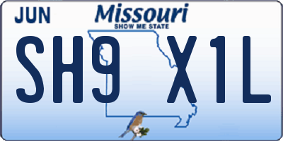 MO license plate SH9X1L