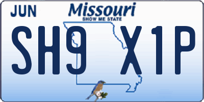 MO license plate SH9X1P