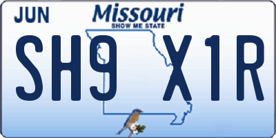 MO license plate SH9X1R