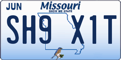MO license plate SH9X1T
