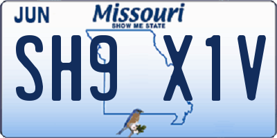 MO license plate SH9X1V