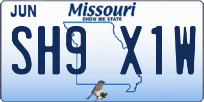 MO license plate SH9X1W