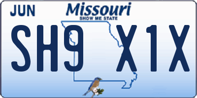 MO license plate SH9X1X