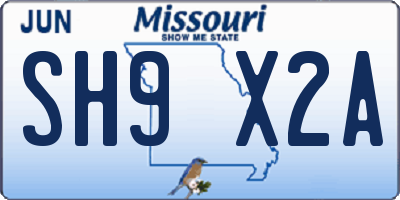 MO license plate SH9X2A