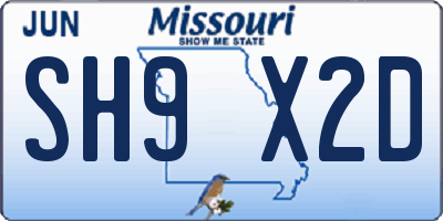 MO license plate SH9X2D